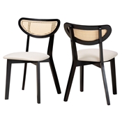 Baxton Studio Dannell Mid-Century Modern Cream Fabric and Black Finished Wood 2-Piece Dining Chair Set